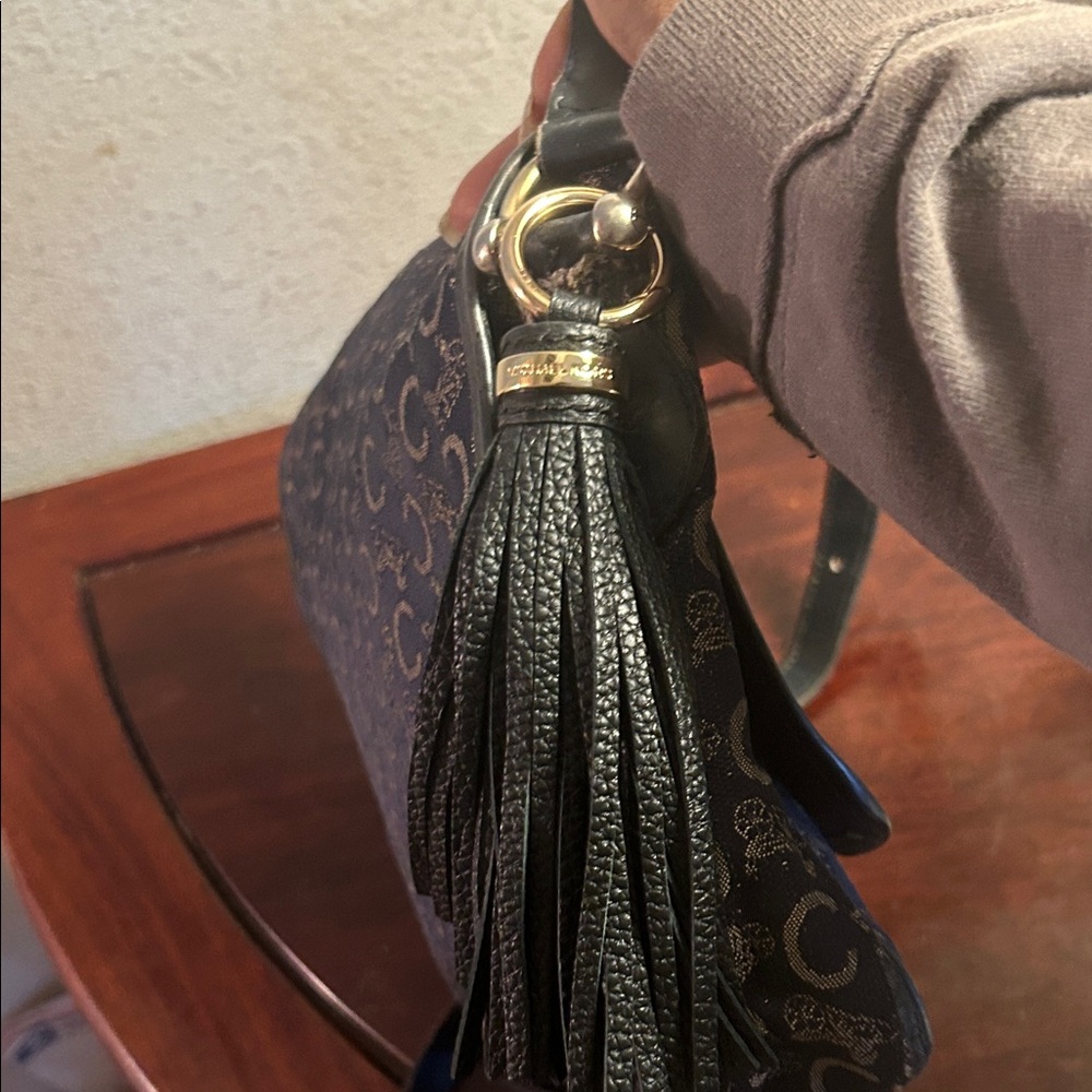 Coach Navy and Tan Signature 'C' Crossbody Bag with Tassel - Picture 9 of 11